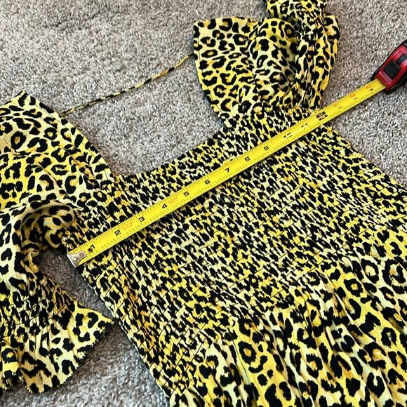 EUC Notes du Nord‎ Olivia Leopard Print Smocked Maxi Dress Cottage Core US XS 4 - Picture 15 of 16